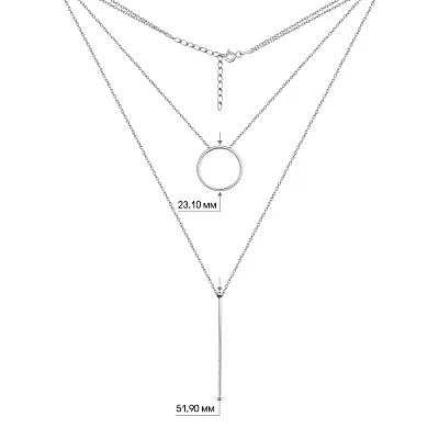 Подвійне кольє зі срібла &quot;Геометрія&quot; без каміння Trendy Style (арт. 7507/1487)