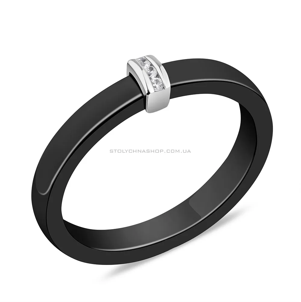 Керамическое кольцо с серебряной вставкой (арт. 7501/КК2ФК/1011-18) - цена