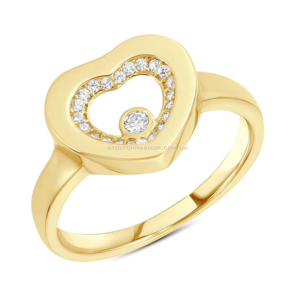 Золотое кольцо «Сердце» с фианитами (арт. 154526ж) - цена