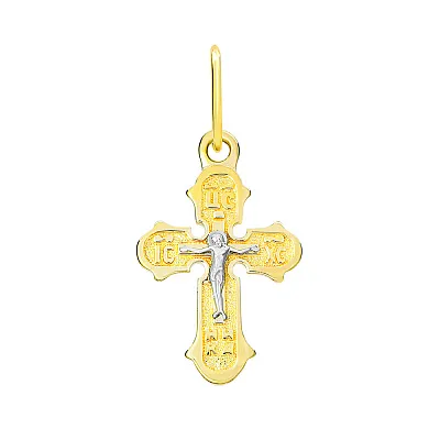 Хрестик з комбінованого золота з розп'яттям (арт. 501587ж)