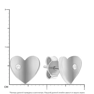 Золоті сережки пусети «Сердечка» з фіанітами (арт. 107853б)