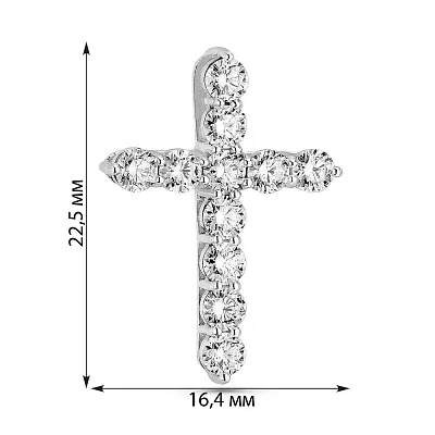 Крестик из белого золота с бриллиантами (арт. 3107586202)