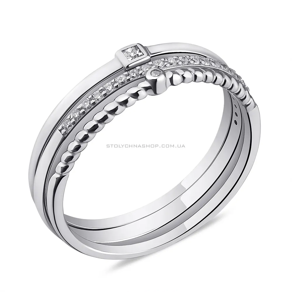 Серебряное тройное кольцо с фианитами (арт. 7501/6753) - цена