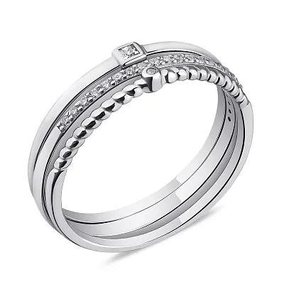 Серебряное тройное кольцо с фианитами (арт. 7501/6753)