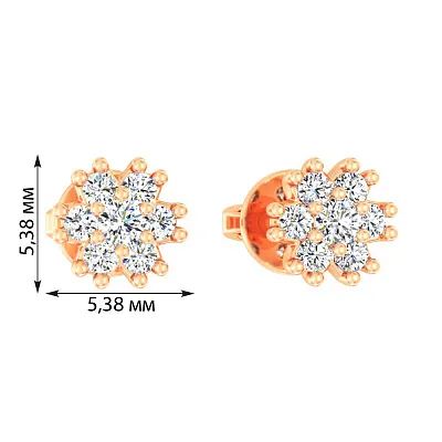 Сережки-пусети з червоного золота з діамантами (арт. Т011290020)