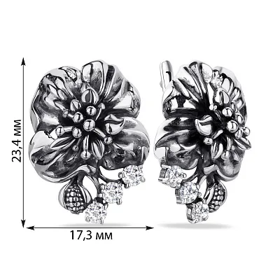 Срібні сережки «Квіти» з білими фіанітами (арт. 7902/1112904)