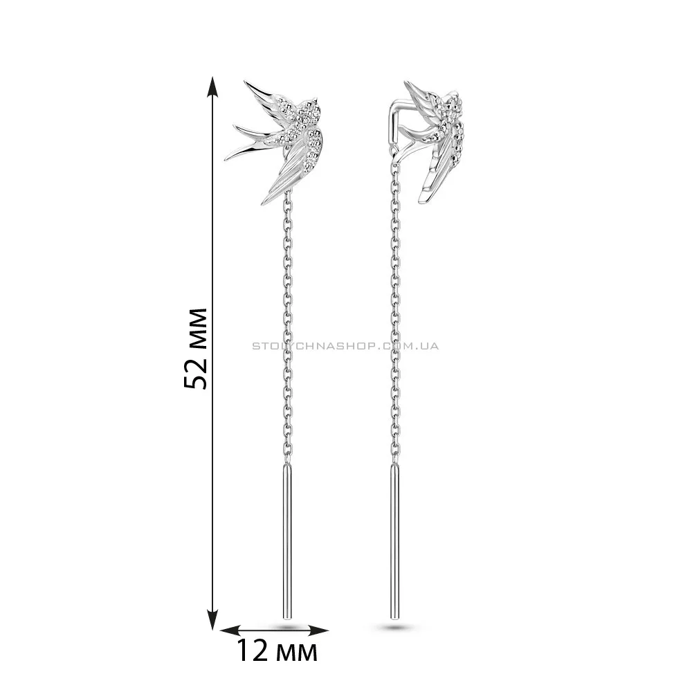 Золоті сережки-протяжки Ластівки з діамантами (арт. 2190414202) - 2 - цена
