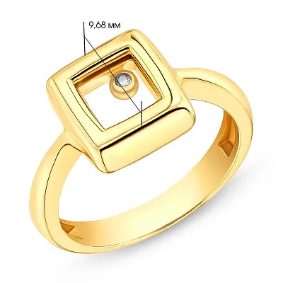 Золотое кольцо в желтом цвете металла с фианитом (арт. 155088ж)