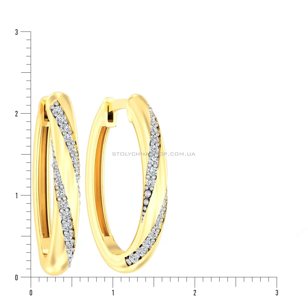 Золотые серьги кольца с фианитами (арт. 110331ж)