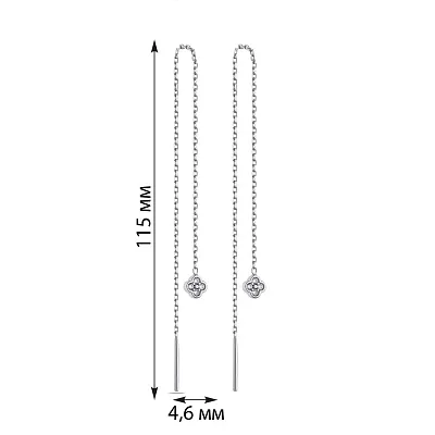 Довгі сережки-протяжки зі срібла з фіанітами (арт. 7502/4989)