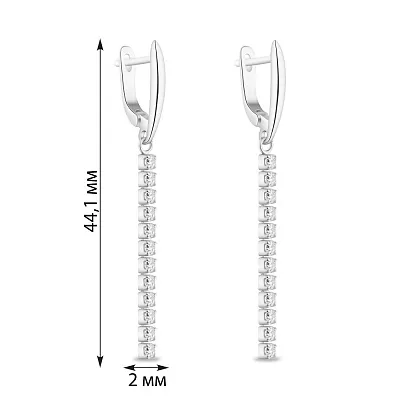 Серьги-подвески из серебра с дорожкой из фианитов (арт. 7502/4851)