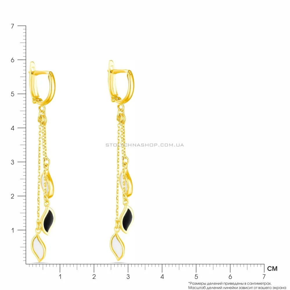 Золотые серьги подвески с эмалью (арт. 107319же)