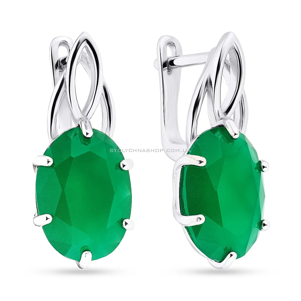 Срібні сережки з зеленими фіанітами (арт. 7502/3601цзм) - цена