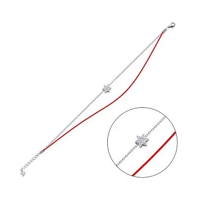 Браслет з червоною ниткою і срібними вставками (арт. 7309/1610)