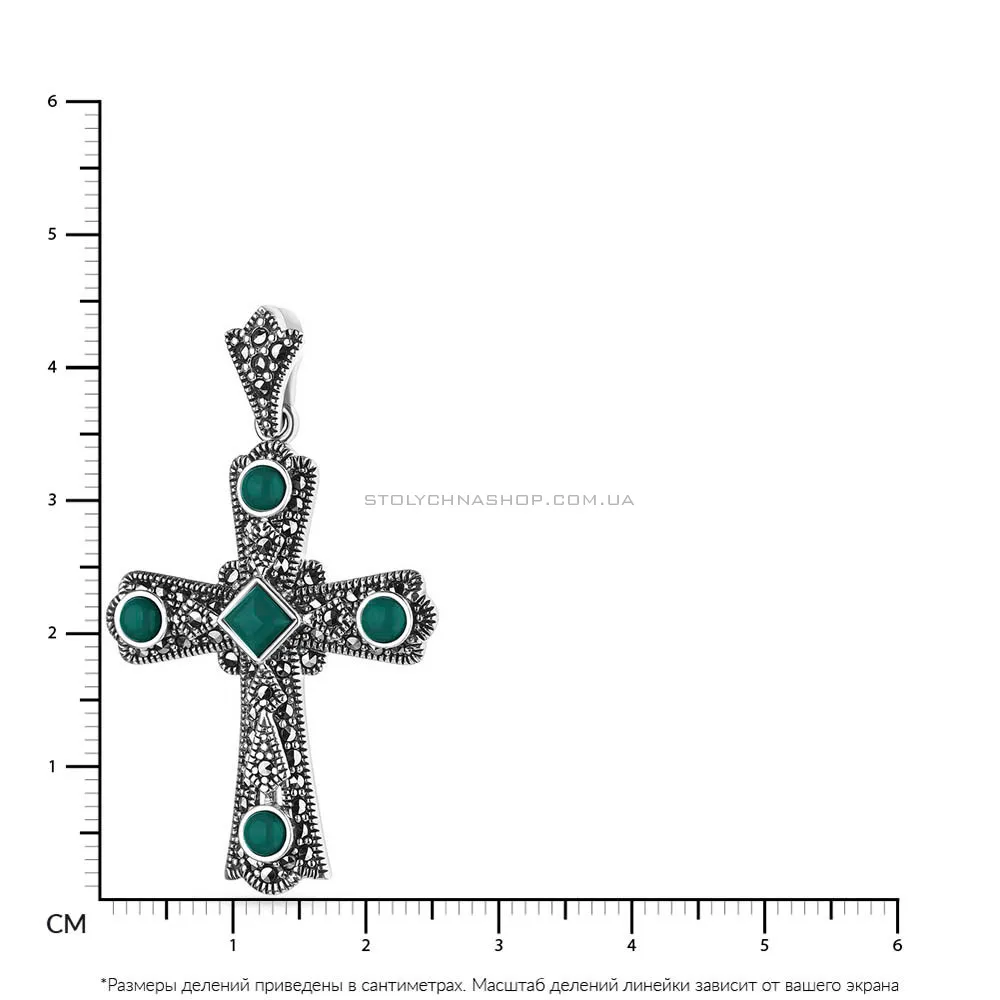 Срібний хрестик з оніксом та марказитами (арт. 7403/2867мркоз)