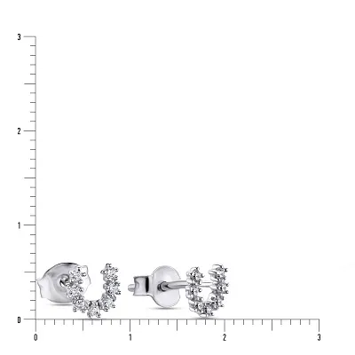 Срібні сережки пусети «Підкова» з фіанітами (арт. 7518/5136)