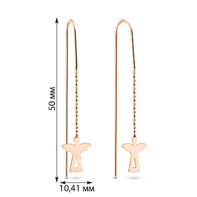 Золотые серьги протяжки «Ангелы» (арт. 106084)