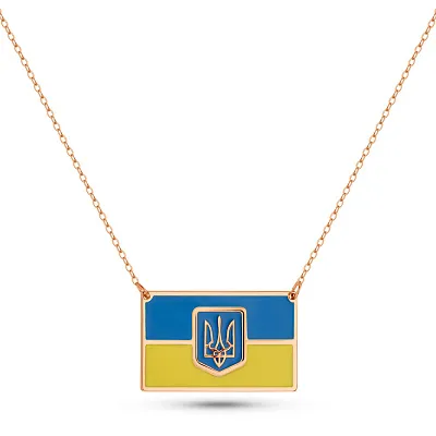 Золоте кольє Прапор України з емаллю (арт. 352615есж)