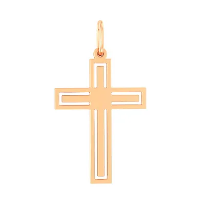 Хрестик з червоного золота без каміння  (арт. 440802)