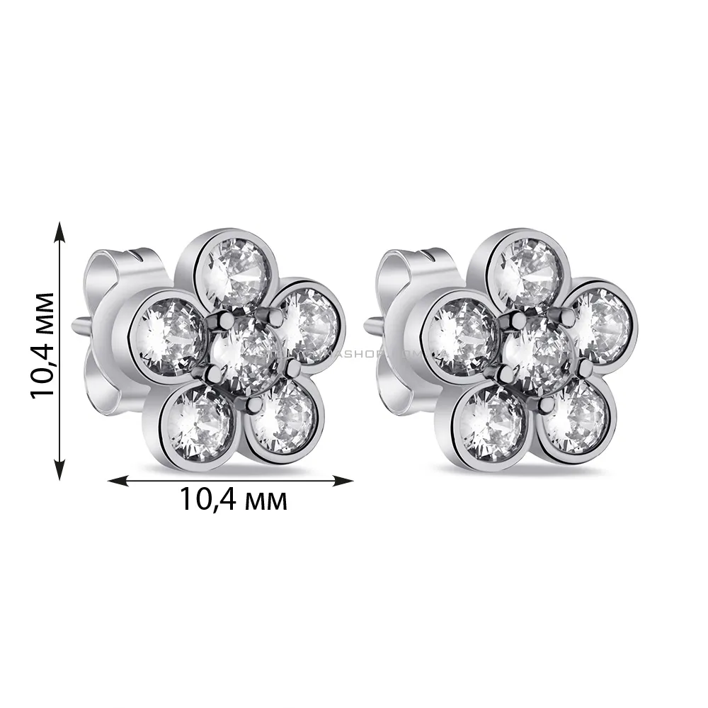 Серебряные серьги в форме цветка с фианитами (арт. 7518/6759) - 2 - цена