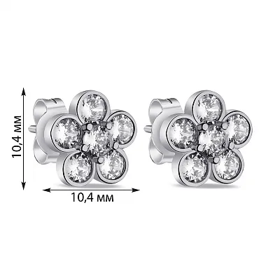 Срібні сережки в формі квітки з фіанітами (арт. 7518/6759)