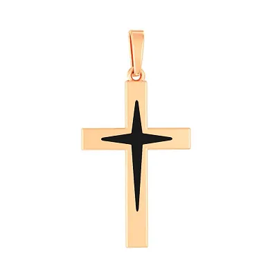 Крестик из красного золота с черной эмалью  (арт. 440750еч)