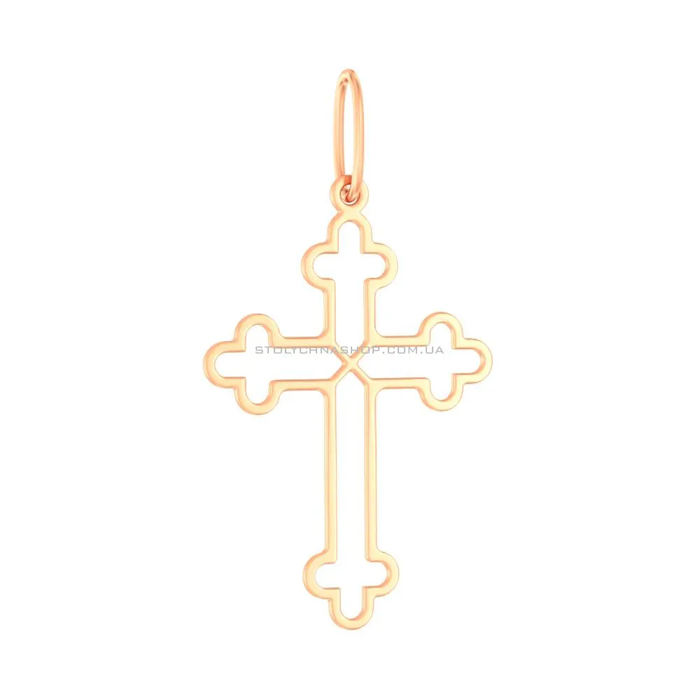Золотой крестик в красном цвете металла  (арт. 440814)