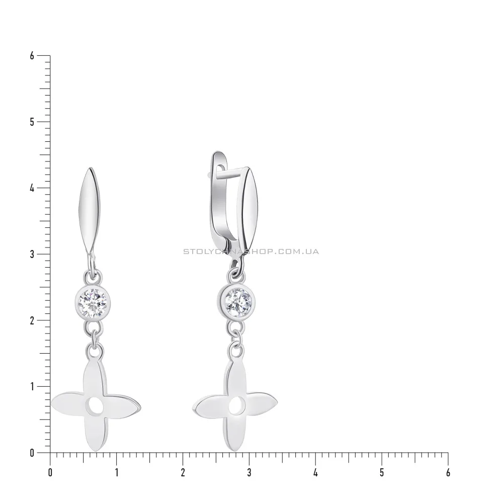 Срібні сережки-підвіски «Клевер» з фіанітами (арт. 7502/3732/3)