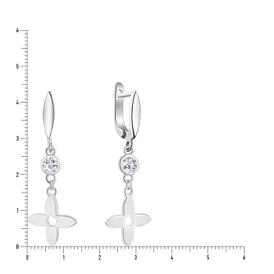 Срібні сережки-підвіски «Клевер» з фіанітами (арт. 7502/3732/3)