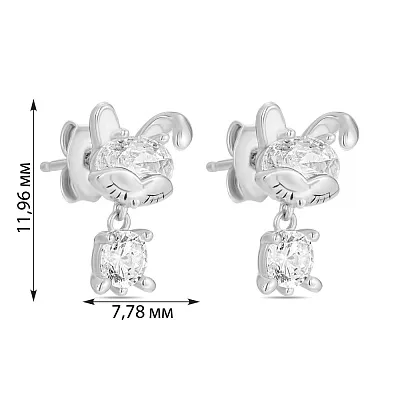 Сережки-пусети зі срібла «Зайчик» (арт. 7518/5669еб)