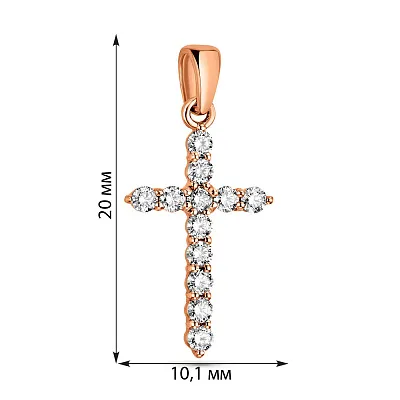 Хрестик з червоного золота з діамантами  (арт. 3103632201)