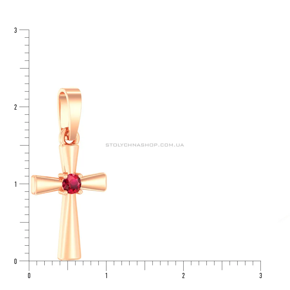 Золотая подвеска-крестик с рубином (арт. П011025р) - 3 - цена