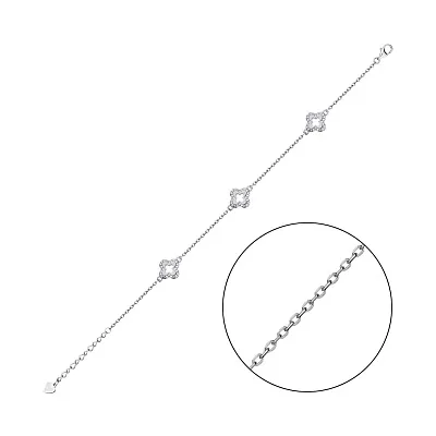 Срібний браслет Клевер із фіанітами (арт. 7509/3588)