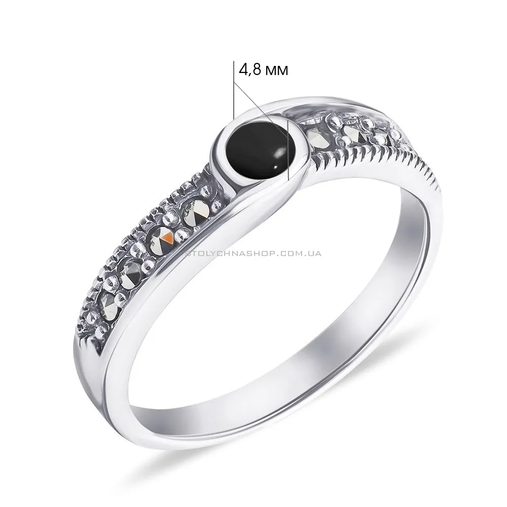 Кольцо из серебра с черным ониксом (арт. 7401/4685мрко)