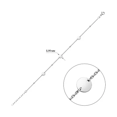 Браслет "Монета" з білого золота (арт. 325228/5б)
