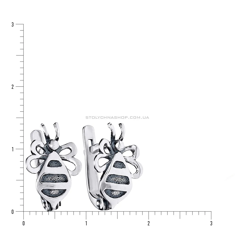 Срібні дитячі сережки «Бджілки» (арт. 7902/1100133) - 2 - цена