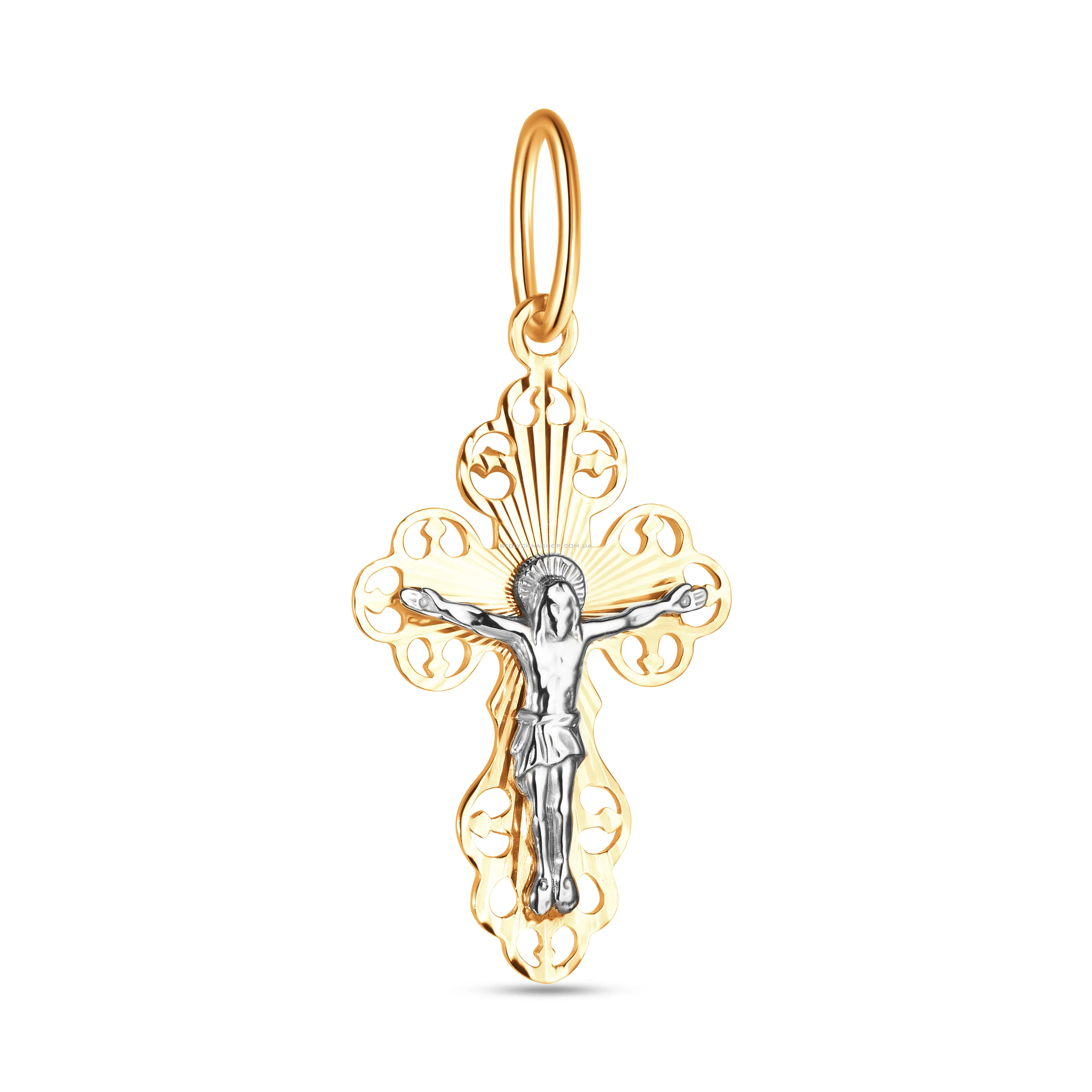 Золотой нательный крестик с распятием  (арт. 501504ж)