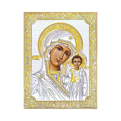 Срібна ікона Матір Божа Казанська (153х203 мм) (арт. P-5/002G/K)