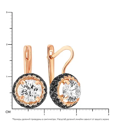 Серьги из красного золота с черными и белыми фианитами (арт. 110136ч)