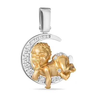 Підвіска «Немовля» з комбінованого золота  (арт. 440297бжм)