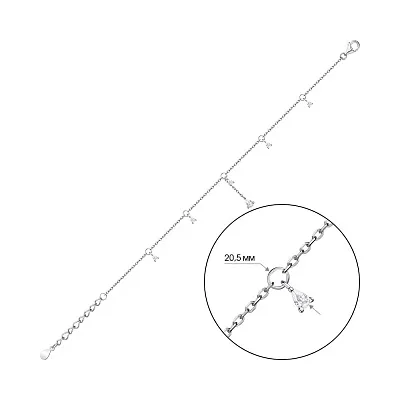 Срібний браслет з фіанітами і підвіскою (арт. 7509/3797)
