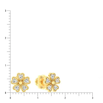 Золоті сережки пусети «Квіточки» з фіанітами (арт. 110354ж)