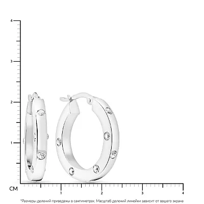 Серьги-кольца из белого золота с россыпью фианитов (арт. 108945/20б)