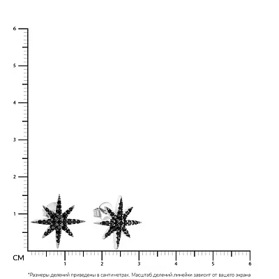 Серебряные сережки пусеты с черными фианитами  (арт. 7518/5903бч)