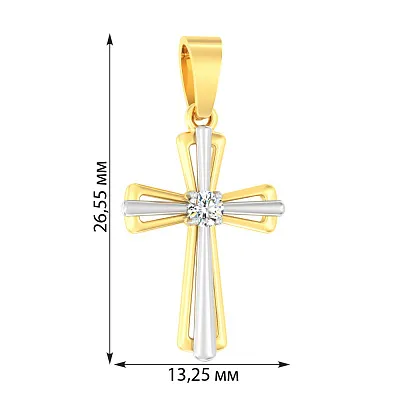 Хрестик з жовтого і білого золота з діамантом (арт. П011024005ж)