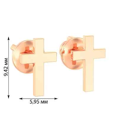 Золоті сережки пусети в формі хрестиків (арт. 110472)