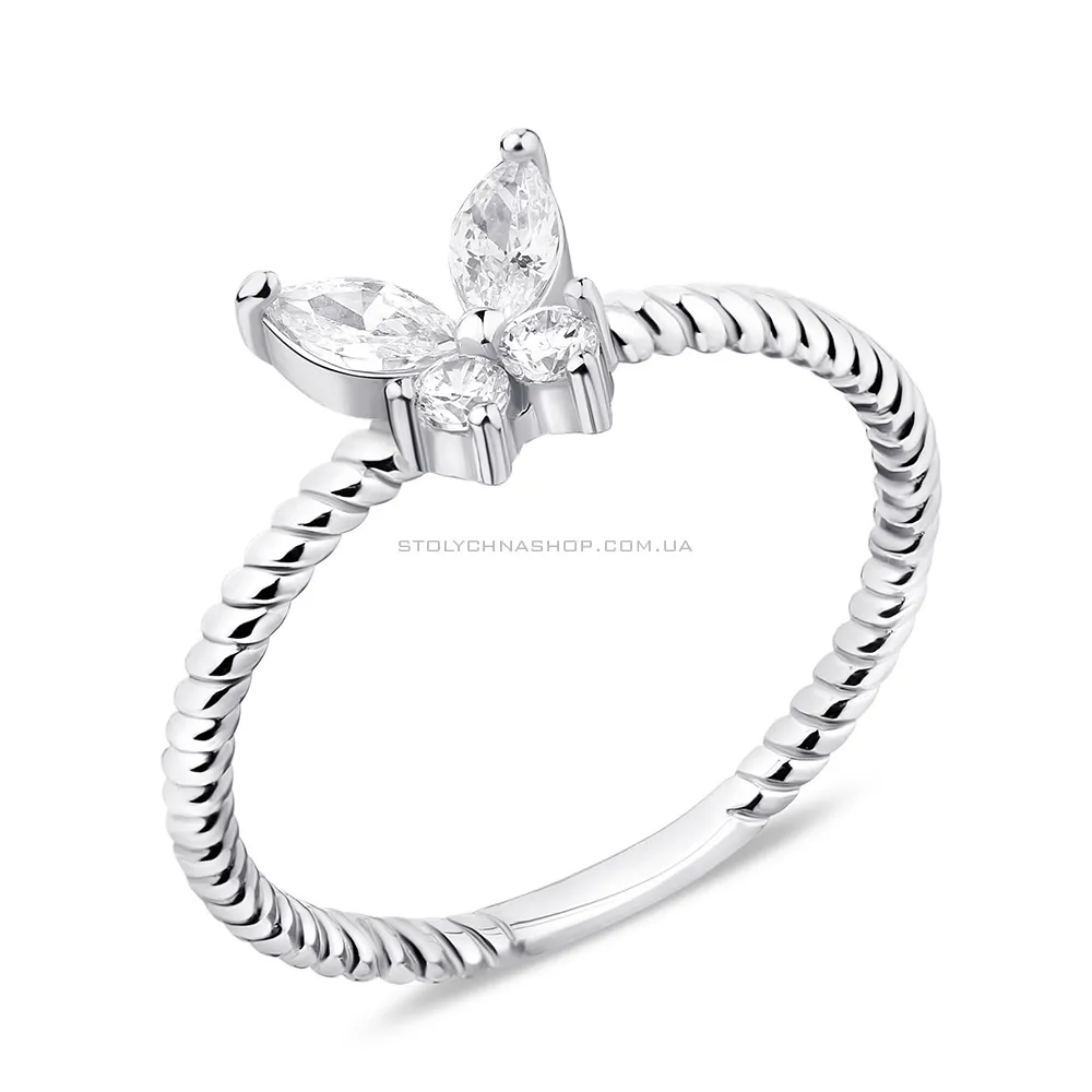 Серебряное кольцо Бабочка с фианитами (арт. 7501/6196)