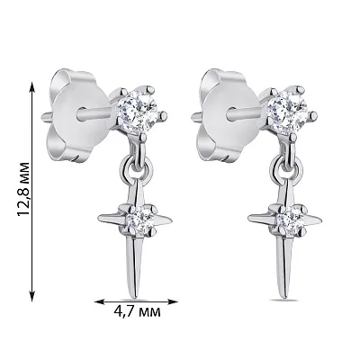 Срібні сережки "Хрестики" з фіанітами  (арт. 7518/6190)
