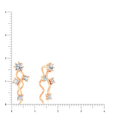 Золоті сережки клаймбери з фіанітами (арт. 110197)