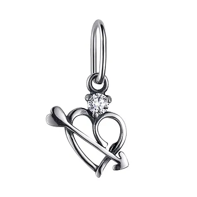 Серебряная подвеска «Сердце» с фианитом (арт. 7903/3243-ч)